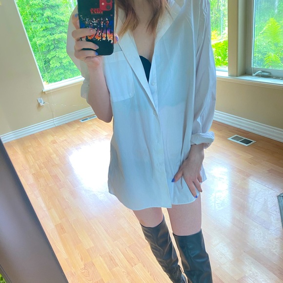 Oversized White Button Down - Picture 3 of 4